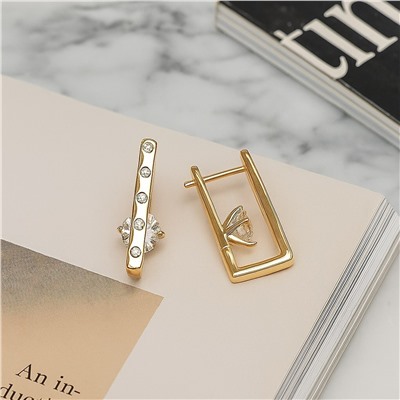 Серьги ювелирная бижутерия коллекция "Дубай" покрытие позолота, вставка: фианиты, цвет: прозрачный, арт.007.191