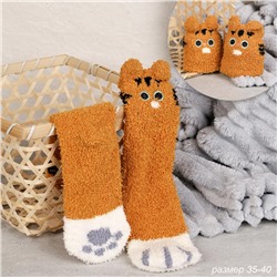 Носки женские флисовые р. 35-40 Лапки новогодний № 1 / MNZ-19/1 /