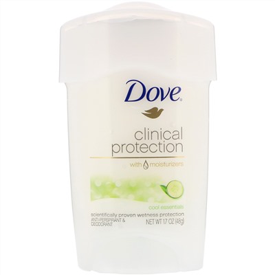 Dove, Clinical Protection, дезодорант-антиперспирант, «Прохлада», 48 г (1,7 унции)
