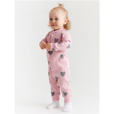 Комбинезон Крошка Я «Сердца», рост 62-68 см, цвет розовый