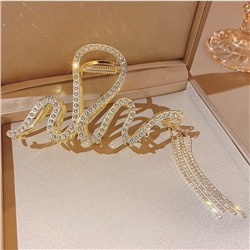 Краб для волос металлический сверкающий Змейка с Цепочками Цвет: ЗОЛОТО