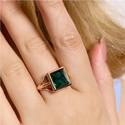 Кольцо 17 р ювелирная бижутерия коллекция "Дубай", покрытие позолота, вставка: фианит, цвет: изумрудный, арт.414.115-17