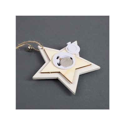 Ёлочная игрушка «Звезда с оленем», 10×10×2 см, 4 LED, от батареек, свечение тёплое белое