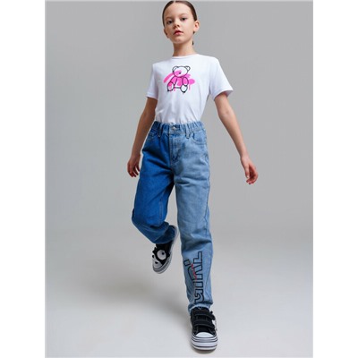 Брюки текстильные джинсовые для девочек