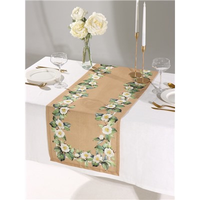 Дорожка на стол Этель Camellia 40×146 см, 100% хлопок, саржа 190 г/м², бежевая