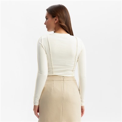 Лонгслив с декоративными швами женский MIST, размер 42, молочный