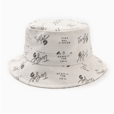 Панама детская MINAKU «Надписи», размер 48-50, белая