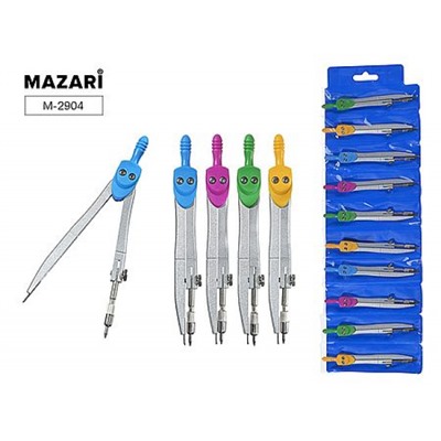 Циркуль металлический, 4 цвета в ассортименте, ПВХ-упаковка M-2904 Mazari