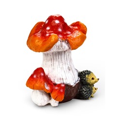 Садовая фигура «Гриб-мухомор с ежами» из полистоуна, 40×32×40 см