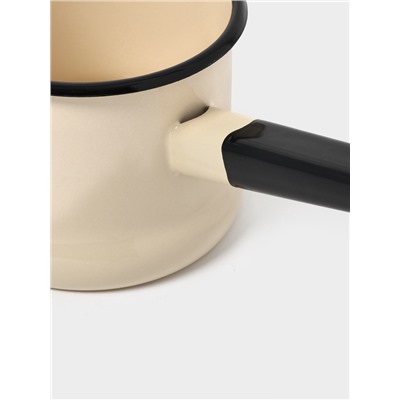 Ковш эмалированный, 1 л, с крышкой, без декора, цвет слоновой кости