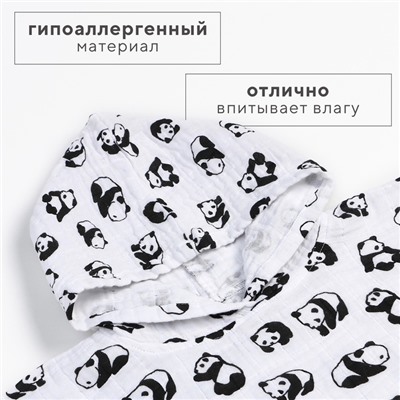 Полотенце - пончо LoveLife «Панды», 100% хлопок, муслиновое, 235 г/м²