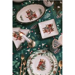 Тарелка сервировочная новогодняя Доляна «Сказки зимнего леса», 15×15×3 см, доломит, белая