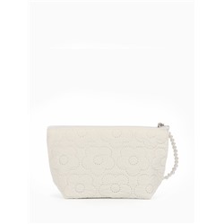 Косметичка женская «Цветочки», на молнии, ручка из бусин, молочная