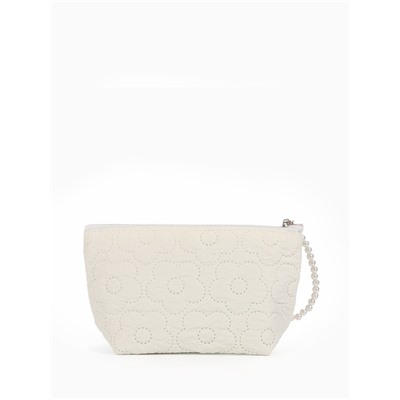 Косметичка женская «Цветочки», на молнии, ручка из бусин, молочная