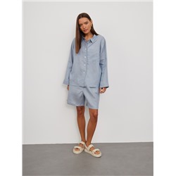 Рубашка короткая  S021_BBMNG/Бежево-голубой меланж