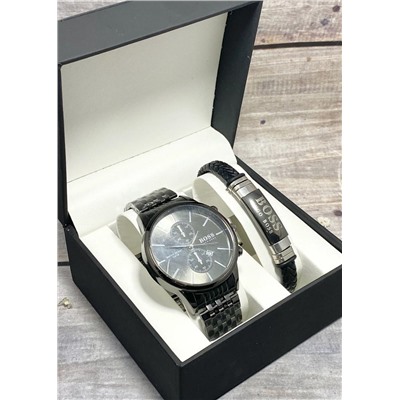 Подарочный набор для мужчины часы и браслет + коробка #22853386