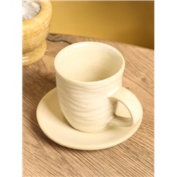 Чашка с блюдцем «Камень 2», 13×13×10 см, керамика, бежевая в крошку