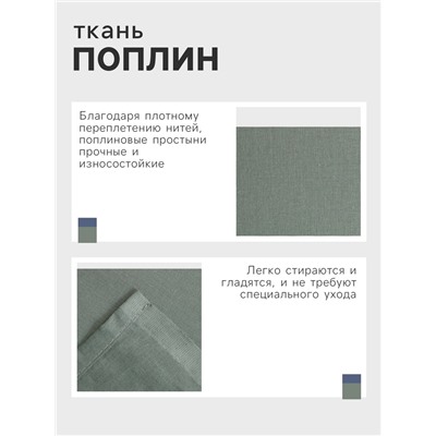 Простыня евро «Этель» Plain collection, 200×215 см, зелёная, хлопок 100%, поплин