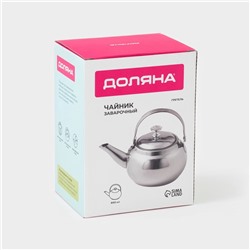 Заварочный чайник Доляна «Гретель», 800 мл, металлическое сито, нержавеющая сталь, хромированный