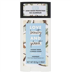 Love Beauty and Planet, Освежающий дезодорант «Кокосовая вода и цветы мимозы», 83,5 г