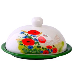 60280 Масленка с крышкой 17,8х13,3х9,8см 2пр Цветущие Маки LR (х24)