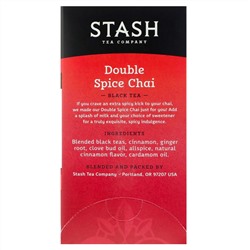 Stash Tea, Black Tea, Double Spice Chai, 18 Tea Bags, 1.1 oz (33 g)