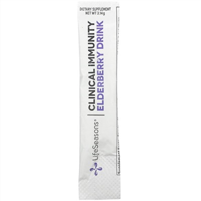 LifeSeasons, Clinical Immunity Elderberry Drink Mix, Berry-Lemon, 39,000 mg, 5 Packets, 3.14 g Each