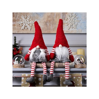 Светодиодная фигура «Гном с бородой» 14×47×9 см, текстиль, батарейки AG10×3 (в комплекте), свечение тёплое белое