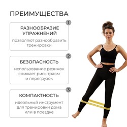 Набор фитнес-резинок ONLYTOP: нагрузка 4,5, 9, 13,6, 18,1, 22.7 кг, 5 шт.