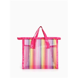 Косметичка на молнии в сетку, большая, с ручками, с рисунком, МИКС