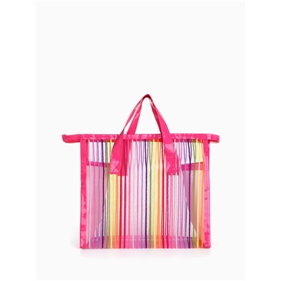 Косметичка на молнии в сетку, большая, с ручками, с рисунком, МИКС