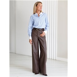 Брюки-трубы из эластичного хлопка с эффектом кожи