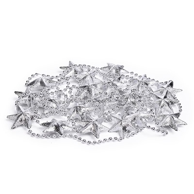 Бусы новогодние "Серебряные" со звёздами (3,5м)