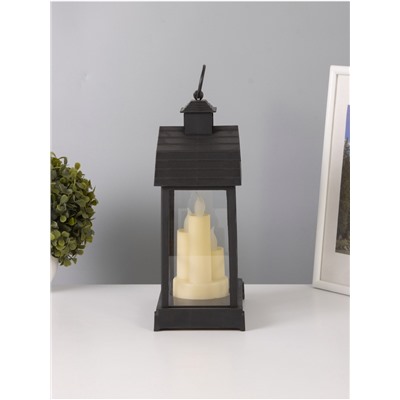 Светодиодная свеча в подсвечнике RISALUX «Дом со свечами», LED-ночник, 1.5 Вт, 3×ААА, 11×18×30 см