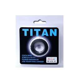 Черное эреционное кольцо с ребрышками Titan