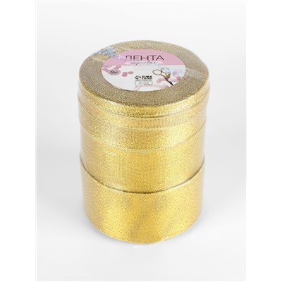 Набор парчовых лент, 5 шт., размер лент: 6/10/20/40/50 мм, 23±1 м, цвет золотой