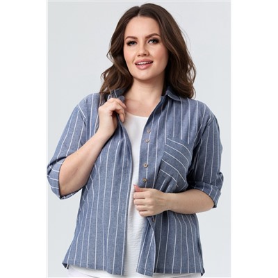 Блузка  2304/01/Синий, белый
