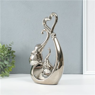 Фигурка керамика «Слоники с сердцем. Абстракция», серебро, 8.5×18.5×29.3 см