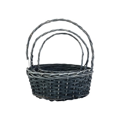 УЦЕНКА Набор корзин плетеных, 36×36×14×37 см/30×30×12.5×32 см/25×25×11×28 см, ива