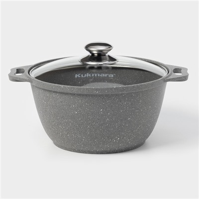 Кастрюля KUKMARA, 3 л, d=24 см, h=12.5 см, антипригарное покрытие, литой алюминий, серая
