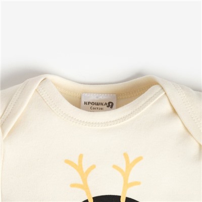 Боди детское «Крошка Я» Mery Xmas, рост 62-68 см, бежевое