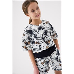 Комплект трикотажный для девочек: фуфайка (футболка), топ, шорты PLAYTODAY, 1240137