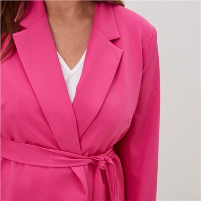 Пиджак женский с поясом MIST plus-size, размер 52, розовый