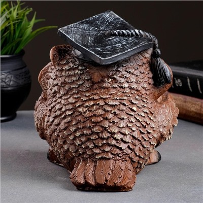Фигурка полистоун «Сова ученая», коричневая, 18×17×19 см