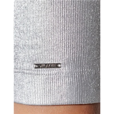 Футболка облегающая из хлопка в рубчик с U вырезом и матовым покрытием металлик