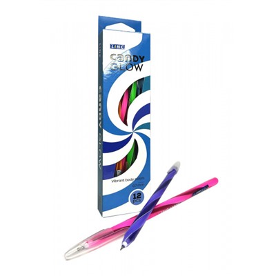 Ручка шариковая LINC "Candy Glow" длина 18 см,  синяя 0.7мм 7008LN LINC
