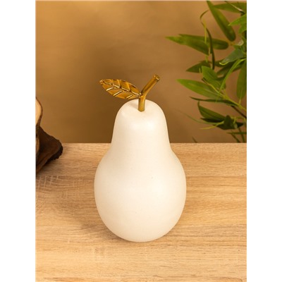 Сувенир «Груша с золотым листом», 12×12×25 см, матовый белый