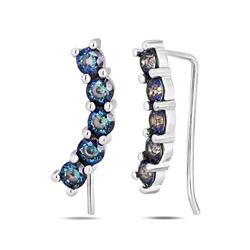 Серьги, мистик кварц синий, Зажим