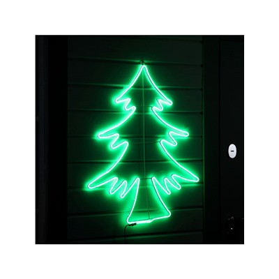 Неоновая фигура «Ёлка», 70×85 см, 560 LED, 220 В, свечение зелёное