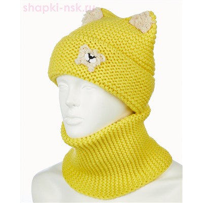 18-69-L Комплект для девочки флис (шапка+снуд) (48-52)